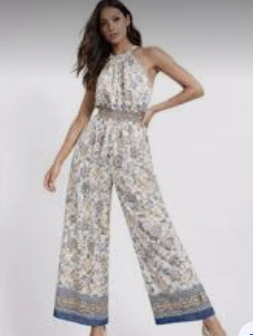 1.STATE Floral Halter Jumpsuit Sleeveless Size XS New